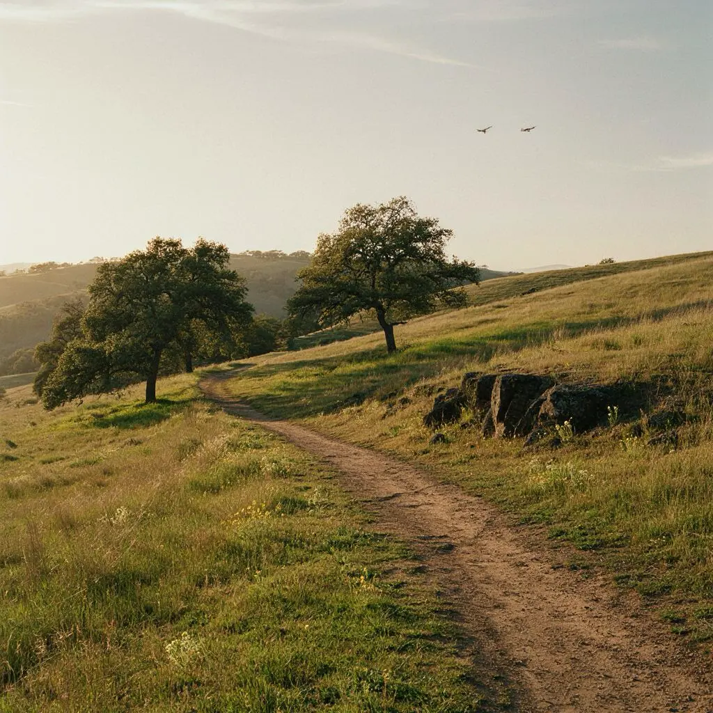 Embarking on a Solano Land Trust Adventure Oak woodland trail on Solano Land Trust open space near Vacaville