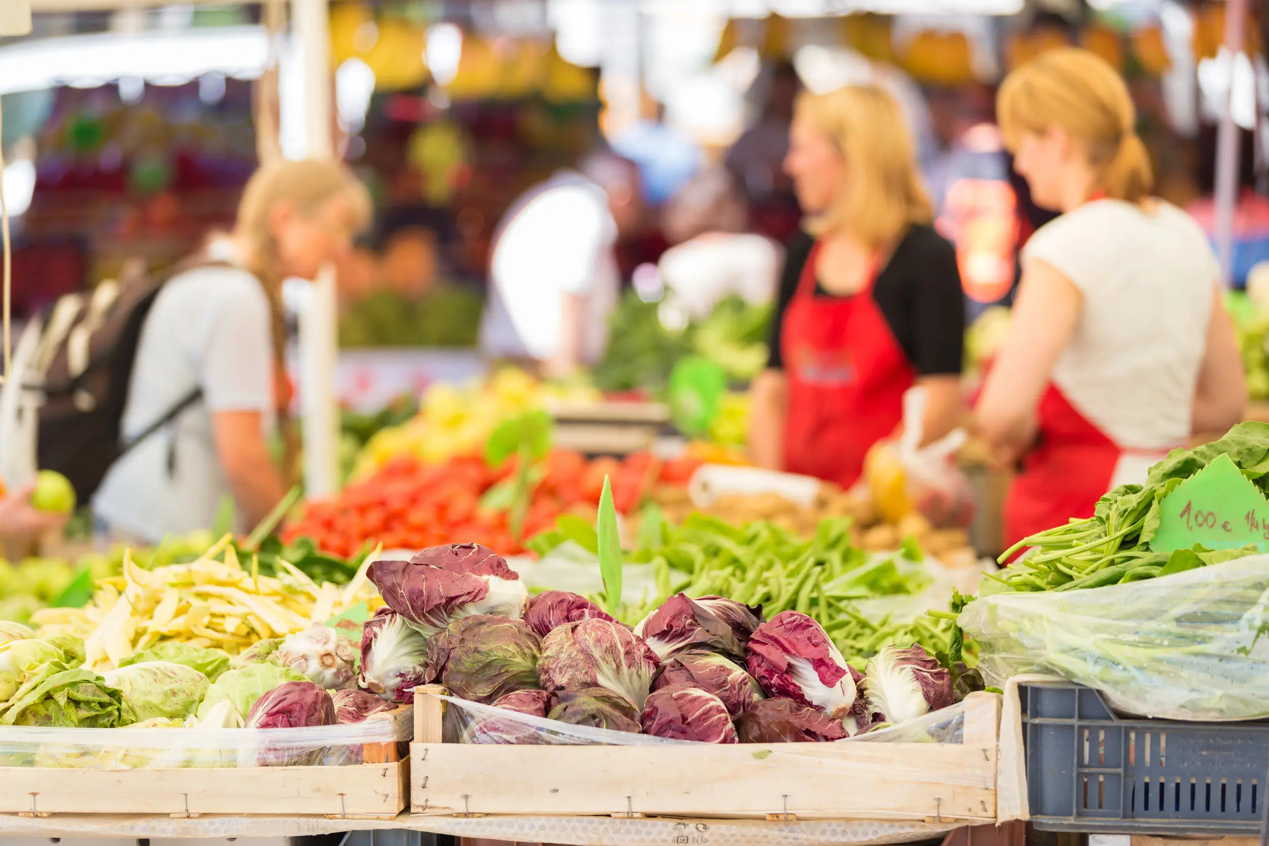 Fresh produce and vegetables at a farmer's market, similar to Vacaville's local market
