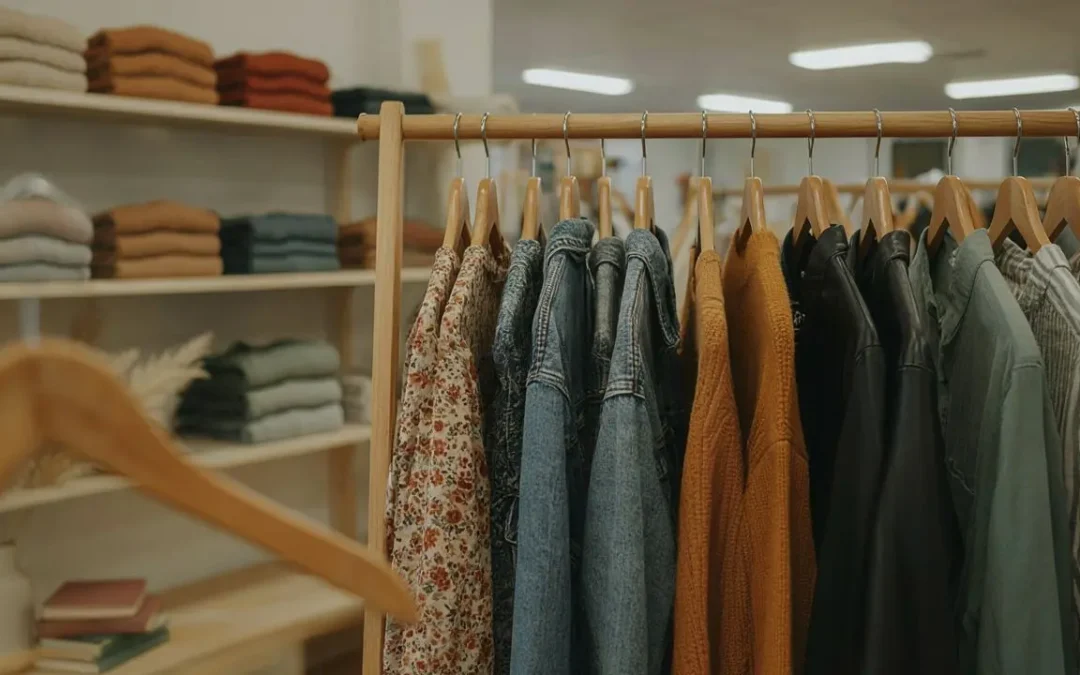 Browsing clothing racks at a Vacaville thrift store