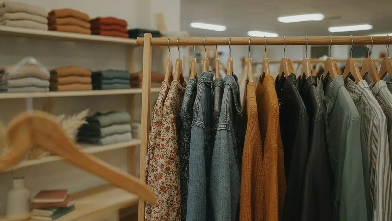 Browsing clothing racks at a Vacaville thrift store